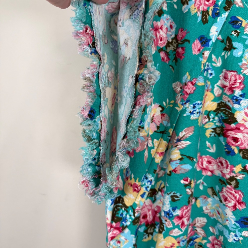 Umgee High Low Frayed Hem Linen Blend Floral Dress Size XL Boho Cottage Western - Picture 8 of 9